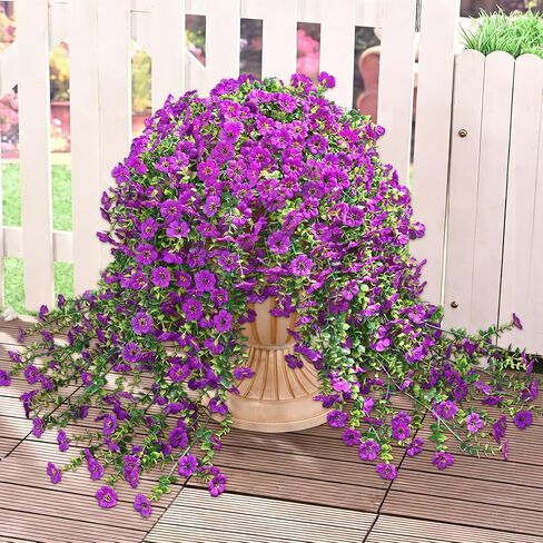 Yastouay 2 Pcs Artificial Flowers for Outdoors, UV Resistant Fake Outdoor Flowers, Realistic Artificial Plants & Flowers for Outdoor Porch Patio Window Garden Decor(Purple) in Kuwait