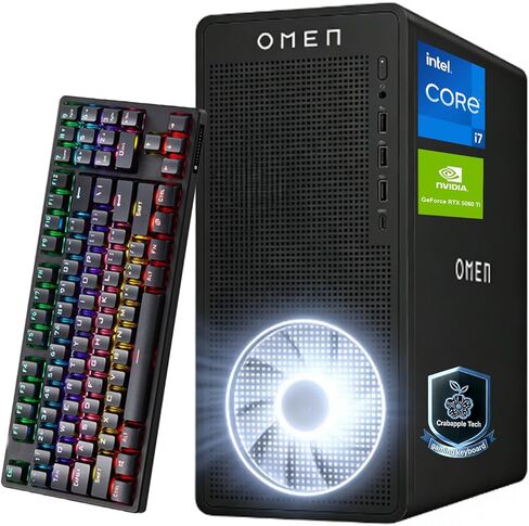 أحدث كمبيوتر مكتبي للألعاب HP Omen لعام 2021، معالج Intel Core i5-10400 سداسي النواة، NVIDIA GeForce GTX 1660 Super، ذاكرة الوصول العشوائي 32 جيجابايت، 1 تيرابايت SSD + 2 تيرابايت HDD، HDMI، DisplayPort، DVI، Wi-Fi، Windows 10 Home، KKE Mousepad in Kuwait