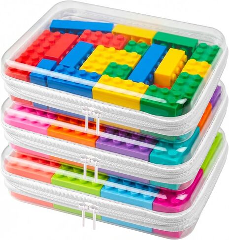 HOUYEE 3 Pack Clear Hard Shell Zipper Case (Large), Hard Plastic Organizer Pouches for Toys Storage,Travel,Small Items,Makeup,Transparent & Waterproof Storage in Saudi Arabia