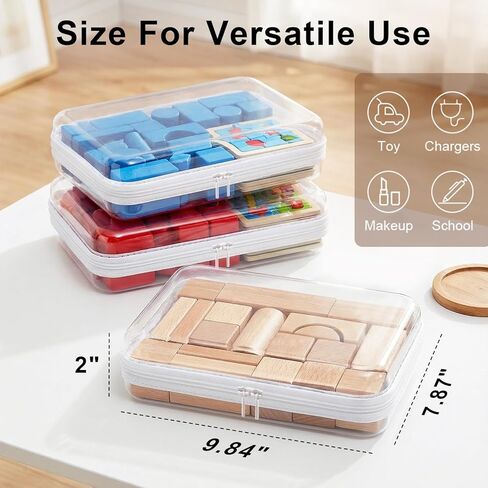 HOUYEE 3 Pack Clear Hard Shell Zipper Case (Large), Hard Plastic Organizer Pouches for Toys Storage,Travel,Small Items,Makeup,Transparent & Waterproof Storage in Saudi Arabia