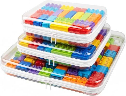 HOUYEE 3 Pack Clear Hard Shell Zipper Case (Large), Hard Plastic Organizer Pouches for Toys Storage,Travel,Small Items,Makeup,Transparent & Waterproof Storage in Kuwait