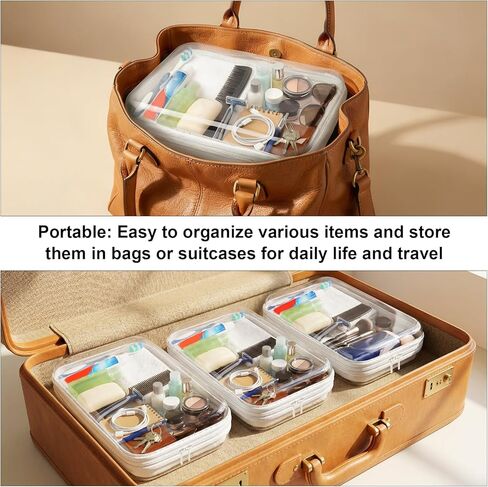 HOUYEE 3 Pack Clear Hard Shell Zipper Case (Large), Hard Plastic Organizer Pouches for Toys Storage,Travel,Small Items,Makeup,Transparent & Waterproof Storage in Saudi Arabia