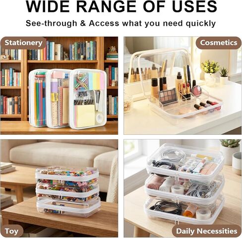 HOUYEE 3 Pack Clear Hard Shell Zipper Case (Large), Hard Plastic Organizer Pouches for Toys Storage,Travel,Small Items,Makeup,Transparent & Waterproof Storage in Saudi Arabia