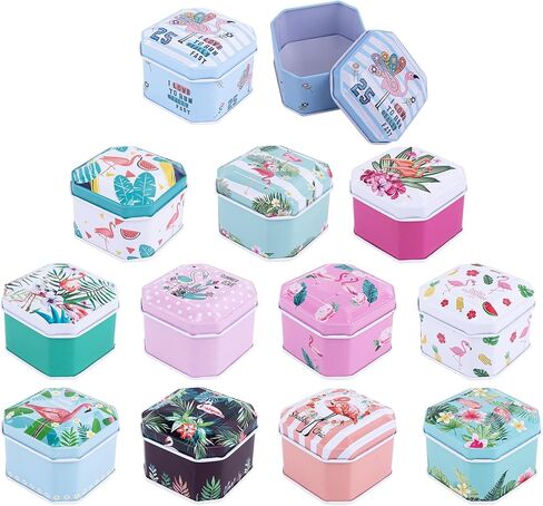 AUEAR, 6 Pieces Mini Tins Box Tinplate Coin Boxes Flamingo Trinket Containers Decorative Box for Jewelry Storage in Saudi Arabia