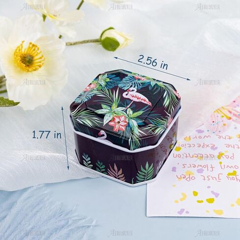 AUEAR, 6 Pieces Mini Tins Box Tinplate Coin Boxes Flamingo Trinket Containers Decorative Box for Jewelry Storage in Saudi Arabia