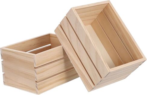 2pcs Wood Crate Basket: Fruit Vegetable Storage for Kitchen Pantry Organization - 5“ Case Crate - Farmhouse Decorative Boxes for Storage in Saudi Arabia