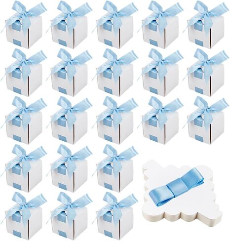 BENECREAT 60Pcs Wedding Favor Boxes, 2.6x2.6x2.6 Inch Wedding Party Gift Boxes with Green Ribbon for Birthdays, Parties, Anniversaries, Mother's Day in Saudi Arabia