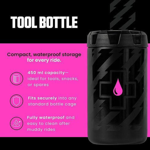 Muc-Off Tool Bottle - Waterproof Storage Bottle for Bike Tools and Spare Inner Tubes - Bottle Cage Storage Solution for Bicycles in Kuwait