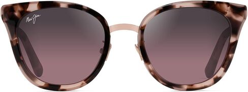 Maui Jim Women's Wood Rose Polarized Cat Eye Sunglasses, Navy w/Silver/Blue Hawaii, Small in Saudi Arabia