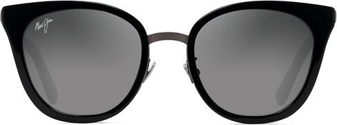 Maui Jim Women's Wood Rose Polarized Cat Eye Sunglasses, Navy w/Silver/Blue Hawaii, Small in Saudi Arabia