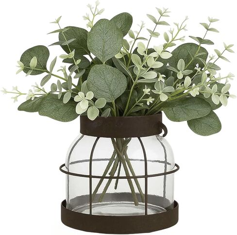 مزهرية مزرعة زجاجية عتيقة، مزهرية ريفية شفافة، مزهرية مزرعة حديثة لتزيين غرفة المعيشة وغرفة النوم أو فن طاولة الطعام in Kuwait