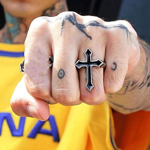Cross Rings for Women Men Stainless Steel Religious Christian Cross Ring in Saudi Arabia