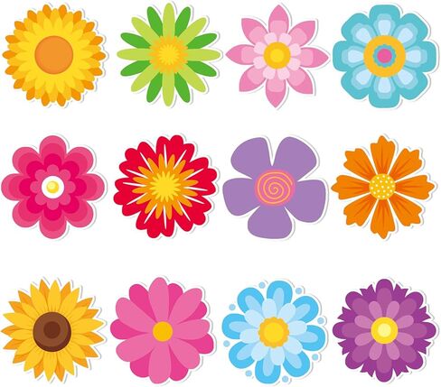 60pcs Flower Cutouts,Colorful Real Summer Floral Bulletin Board Decorations,5.11inch Springtime Bloom Classroom Decor for Kids DIY Craft School Projects Back to School Party Decor in Saudi Arabia