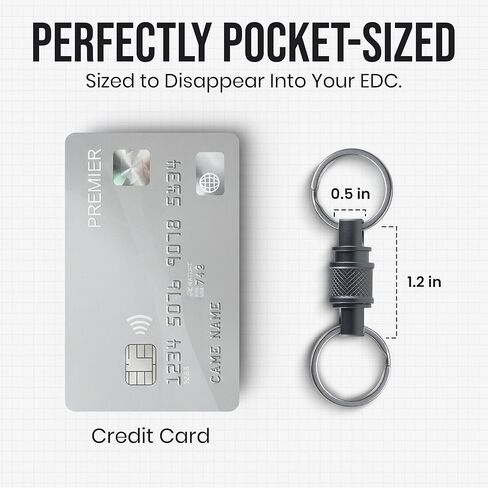 سلسلة مفاتيح سريعة الفك من الفولاذ المقاوم للصدأ (عبوة من قطعتين) - سلسلة مفاتيح دوارة لتنظيم المفاتيح - نظام فك سريع لحلقة مفاتيح شديدة التحمل وقابلة للفصل in Kuwait