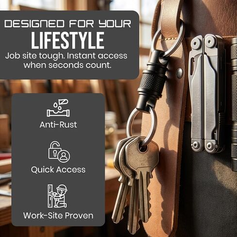 سلسلة مفاتيح سريعة الفك من الفولاذ المقاوم للصدأ (عبوة من قطعتين) - سلسلة مفاتيح دوارة لتنظيم المفاتيح - نظام فك سريع لحلقة مفاتيح شديدة التحمل وقابلة للفصل in Kuwait