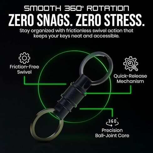 سلسلة مفاتيح سريعة الفك من الفولاذ المقاوم للصدأ (عبوة من قطعتين) - سلسلة مفاتيح دوارة لتنظيم المفاتيح - نظام فك سريع لحلقة مفاتيح شديدة التحمل وقابلة للفصل in Kuwait