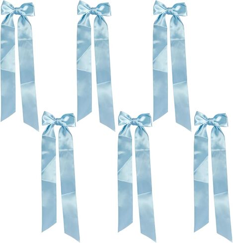 6 Pcs Candlestick Bows 13" Self-Adhesive Satin Ribbon Decorations for Candle Holders, Wedding Table Centerpieces, Bridal Shower & Bachelorette Party Gift Wrapping (6, Blue) in Saudi Arabia