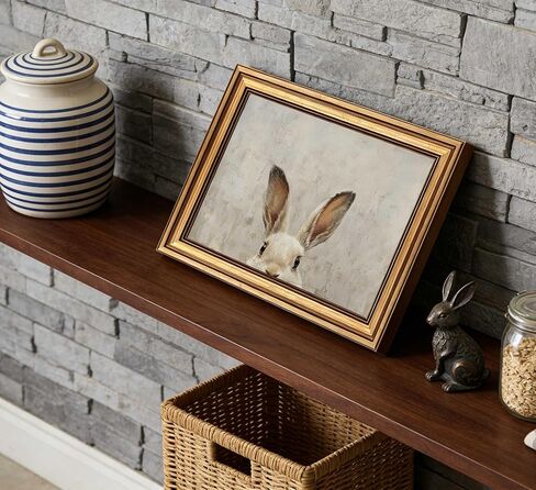 Vintage Gold Framed Wall Art for Living Room Bunny Canvas Prints Rabbit Oil Painting Picture Rustic Easter Wall Decor for Living Room Bedroom Bathroom 9x11in in Saudi Arabia