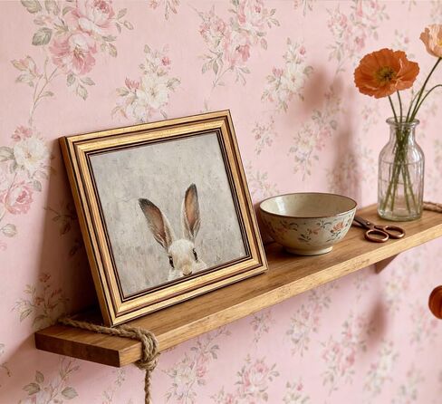 Vintage Gold Framed Wall Art for Living Room Bunny Canvas Prints Rabbit Oil Painting Picture Rustic Easter Wall Decor for Living Room Bedroom Bathroom 9x11in in Saudi Arabia