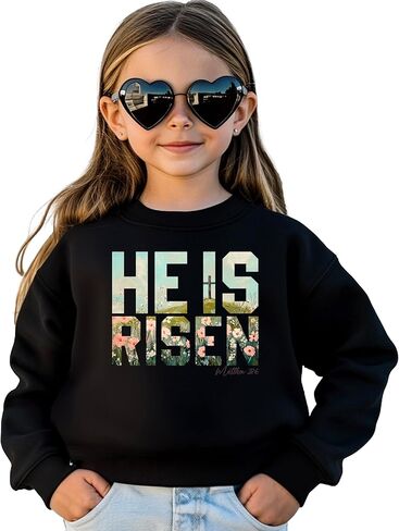 Olive Loves Apple He Is Risen Christian Sweatshirt for Women - Floral Easter Faith Crewneck in Saudi Arabia