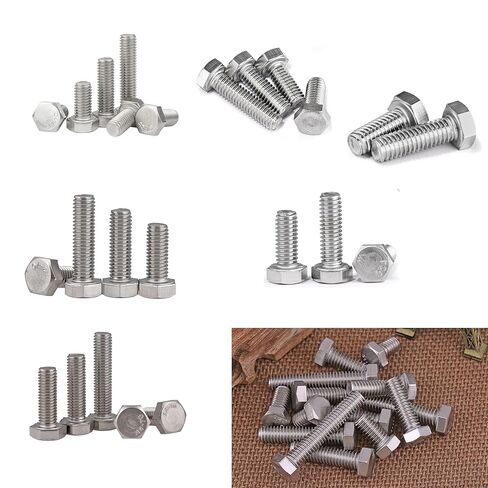 10pcs Hex Head Screw Bolts, (5/16-18 x 3") Hex Head Bolts, (Full Thread), 304 Stainless Steel (Silvery) in Kuwait