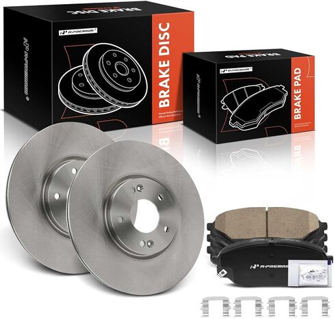A-Premium 12.64 inch (321 mm) Front Vented Disc Brake Rotors + Ceramic Pads Kit Compatible with Select Hyundai Models - Veracruz 2007-2012, 6-PC Set in Saudi Arabia