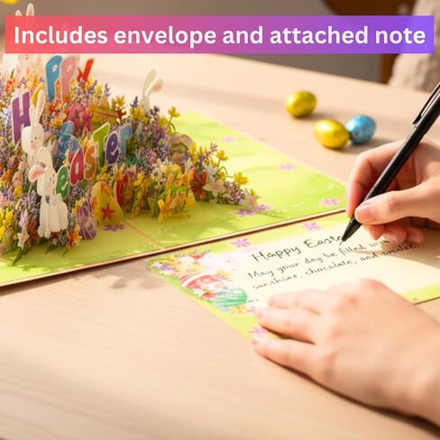 HEARTAGS- Happy Easter Pop Up Card with Envelope, 6x8 in Pop Up Easter Card For Kids, Family, Adults, Funny Rabbit Flower Popup in Kuwait