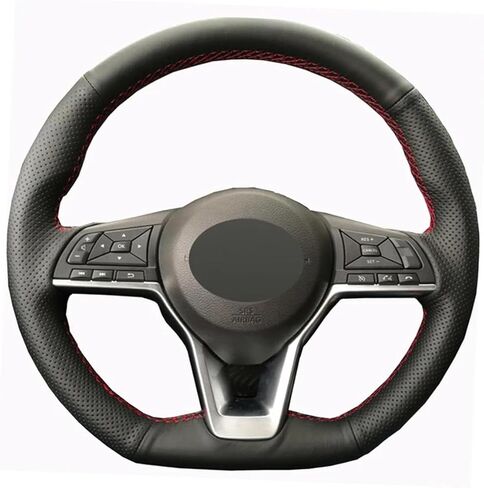 HATHWAY Fit for Nissan Sentra 2020-2021,Car Steering Wheel Cover,Car Anti-Slip and wear-Resistant Steering Wheel Cover,Car Decoration, Red line in Saudi Arabia