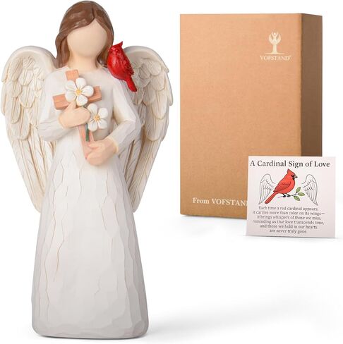Cardinal Sympathy Gifts for Loss of Loved One - 6.7" Angel Figurine Statue, Memorial Gifts for Loss of Women Mother Father, Bereavement Grief Remembrance Gift, Hand-Painted Figurine in Kuwait