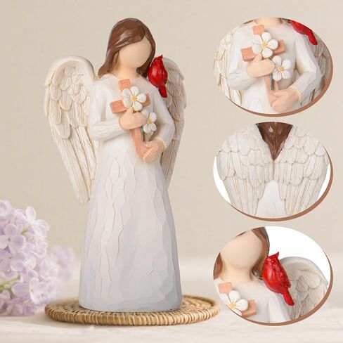 Cardinal Sympathy Gifts for Loss of Loved One - 6.7" Angel Figurine Statue, Memorial Gifts for Loss of Women Mother Father, Bereavement Grief Remembrance Gift, Hand-Painted Figurine in Kuwait