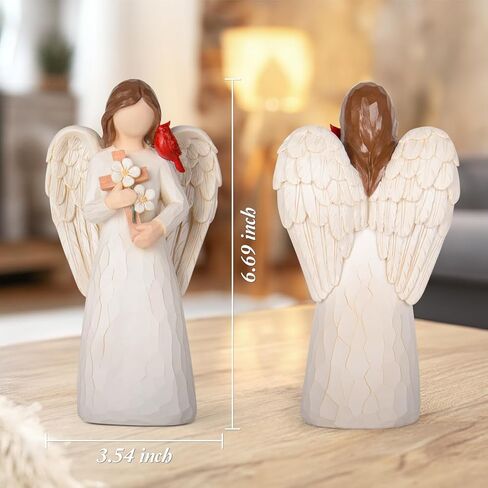 Cardinal Sympathy Gifts for Loss of Loved One - 6.7" Angel Figurine Statue, Memorial Gifts for Loss of Women Mother Father, Bereavement Grief Remembrance Gift, Hand-Painted Figurine in Kuwait