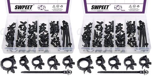 Swpeet 56Pcs Wire Harness Routing Clip Assortment with Car Cable Ties Kit, 5 Different Sizes Universal Retainer Car Clips Contains Replacement Parts for Honda GM Mazda in Saudi Arabia