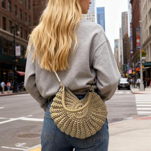 Seashell Bag, Handwoven Crochet Shell Purse with Pearl Strap,Summer Boho Beach Tote, Clutch and Shoulder Bag for Women,Multiple combinations in Saudi Arabia