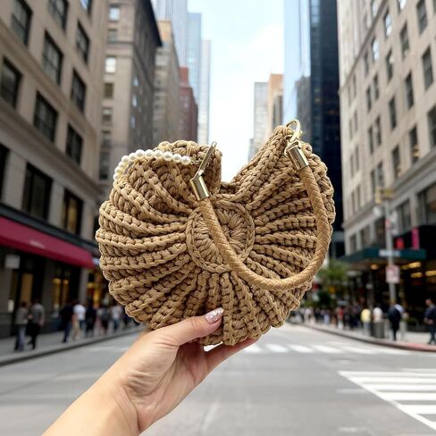 Seashell Bag, Handwoven Crochet Shell Purse with Pearl Strap,Summer Boho Beach Tote, Clutch and Shoulder Bag for Women,Multiple combinations in Saudi Arabia