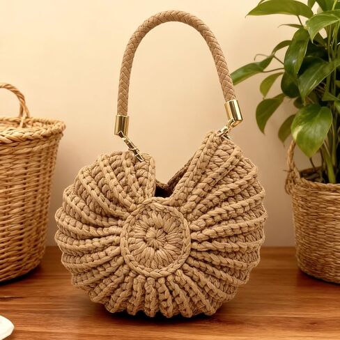 Seashell Bag, Handwoven Crochet Shell Purse with Pearl Strap,Summer Boho Beach Tote, Clutch and Shoulder Bag for Women,Multiple combinations in Saudi Arabia