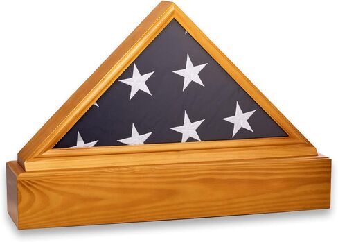 Bey-Berk Veteran American Burial Flag Display and Urn, Holds 5ft by 9.5ft Triangle American Burial Flag, Urn Base Up to 300lb (Mahogany) in Kuwait
