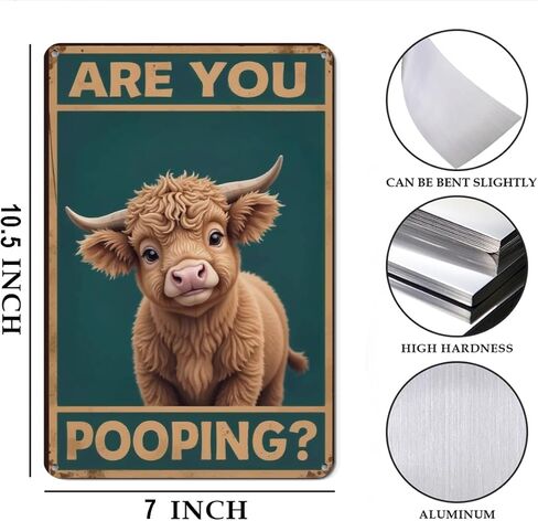 Highland Cow Lover Gifts Funny Barthroom Metal Tin Signs for Barthroom Toilet Home Wall Art Decor Are You Pooping Wall Sign in Saudi Arabia