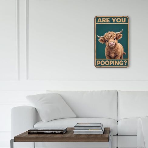 Highland Cow Lover Gifts Funny Barthroom Metal Tin Signs for Barthroom Toilet Home Wall Art Decor Are You Pooping Wall Sign in Saudi Arabia