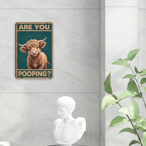 Highland Cow Lover Gifts Funny Barthroom Metal Tin Signs for Barthroom Toilet Home Wall Art Decor Are You Pooping Wall Sign in Saudi Arabia