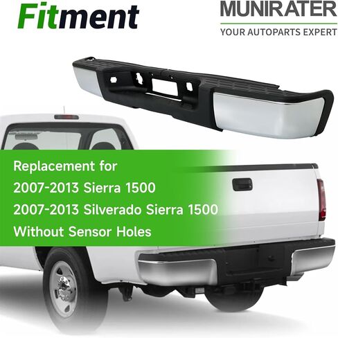 مجموعة المصد الخلفي من الفولاذ الكروم مع فتحة مستشعر بديلة لشاحنة 2007-2013 سيلفرادو سييرا 1500 in Kuwait