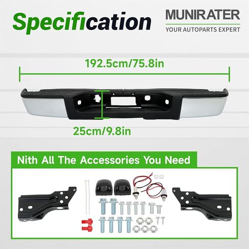 مجموعة المصد الخلفي من الفولاذ الكروم مع فتحة مستشعر بديلة لشاحنة 2007-2013 سيلفرادو سييرا 1500 in Kuwait