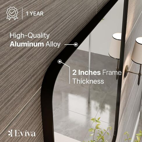 Eviva Harmony 35" x 27" Rectangular Black Metal Framed Mirror in Saudi Arabia