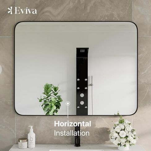 Eviva Harmony 35" x 27" Rectangular Black Metal Framed Mirror in Saudi Arabia