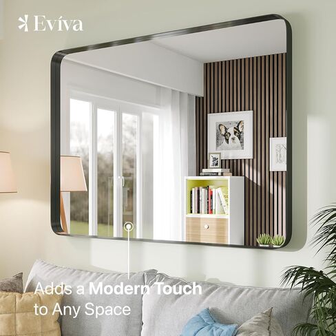 Eviva Harmony 35" x 27" Rectangular Black Metal Framed Mirror in Saudi Arabia