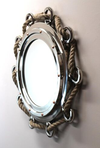 The King's Bay Big Silver Finish Porthole Mirror with Rope Nautical Ships Boat Decor in Saudi Arabia