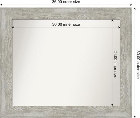 Amanti Art Grey Bathroom Mirror for Over Sink, 30x36 Custom Made Dove Greywash Rectangle Vanity Mirror, Large Country Rustic Wood Frame, Hangs Horizonally and Vertically, Wall Decor in Saudi Arabia