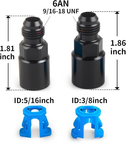 6AN Male Flare To 3/8" & 5/16" SAE Quick-Disconnect Female Push-On EFI Fitting Anodized Aluminum 2Pcs in Saudi Arabia