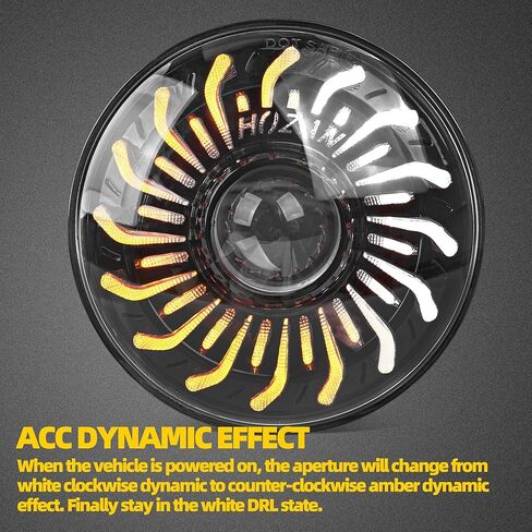 7 Inch LED Headlight Projector Compatible with Touring, Street Glide, Road King, Electra Glide - White/Amber Whirlwind Halo DRL, High/Low Beam for Softail Heritage in Kuwait