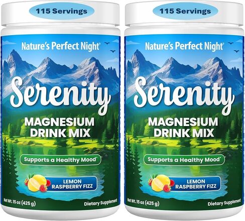 Nature’s Perfect Night | Serenity Magnesium Drink Mix Powder | Anti-Stress | Gluten Free | Vegan | Non-GMO | Sugar-Free | Supports Relaxation, Sleep, Heart, Bone, and Nerve Health | 15 oz in Saudi Arabia