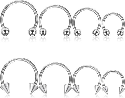 16 Gauge Septum Ring Horseshoe Septum Ring 16G Nose Rings 6-12mm Lip Earring Eyebrow Hoop Rings Silver in Saudi Arabia